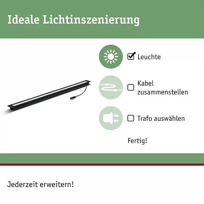 Paulmann Plug & Shine Bodeneinbauleuchte Lichtleiste8 W, Warmweiß, IP67, L x B x H: 90 x 5,4 x 4,5 cm