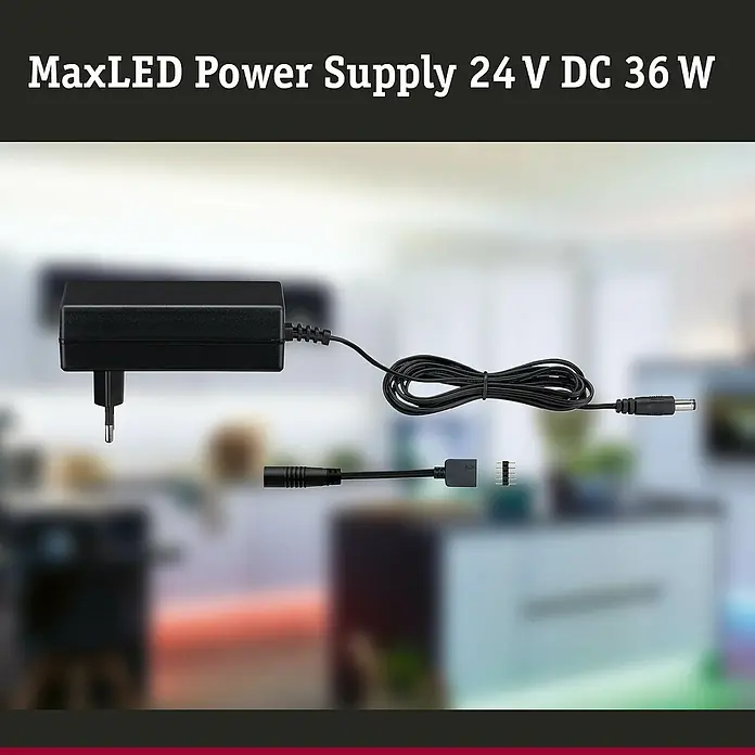 Paulmann LED-Trafo - Schwarz - MaxLED Netzteil 24 V DC 36 W: Eine zuverlässige Stromversorgung für Ihre LED-Beleuchtungsprojekte, mit präzisen Anschlüssen für einfache Installation.