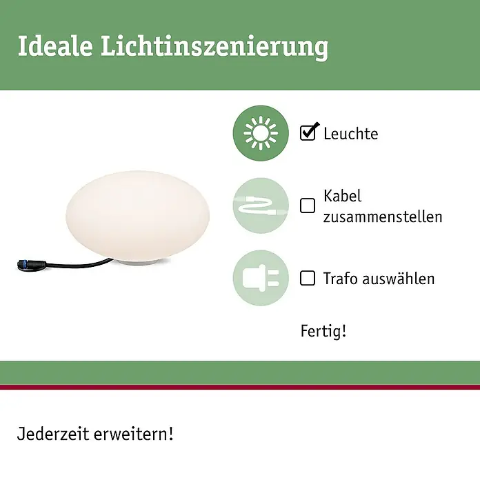 Paulmann Plug & Shine LED-Dekoleuchte Stone - 2,8 W, Weiß, L x B x H: 28 x 28 x 16,6 cm - Ideale Lichtinszenierung: Eine elegante, weiße Leuchte mit Zubehör zur individuellen Anpassung für eine perfekte Beleuchtung.