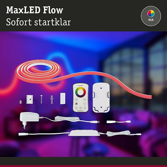 Paulmann MaxLED LED-Band Flow RGB Basisset (L x H: 1,5 m x 10 mm, Weiß) | BAUHAUS