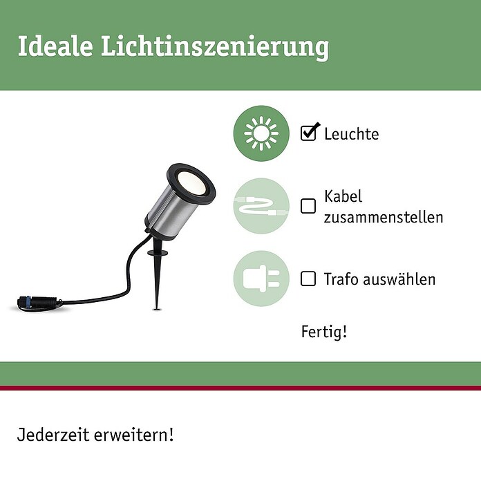 Paulmann Plug & Shine LED-Gartenstrahler Spot (Ø x H: 8,8 x 26,5 cm, Anthrazit, 5,1 W, IP65) | BAUHAUS
