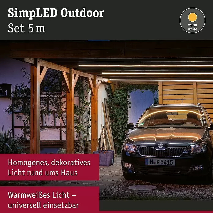 Paulmann LED-Band Simpled OutdoorLänge: 5 m, Lichtfarbe: Warmweiß, 20 W, 2.100 lm