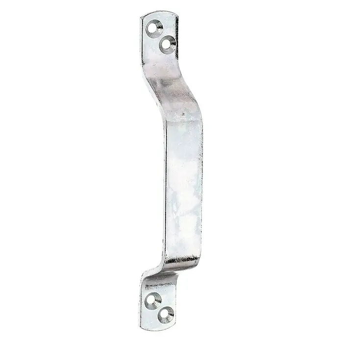 Stabilit Asidero - L x Al: 160 x 20 mm, Acero, Zinc - Primer plano de un tirador metálico brillante con orificios de montaje, ideal para interiores modernos.