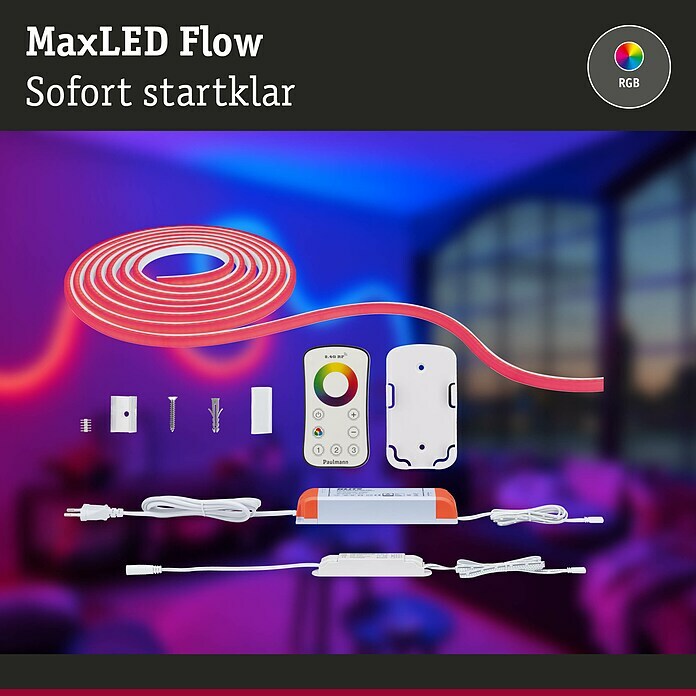 Paulmann MaxLED LED-Band Flow RGB Basisset (L x H: 5 m x 10 mm, Weiß) | BAUHAUS