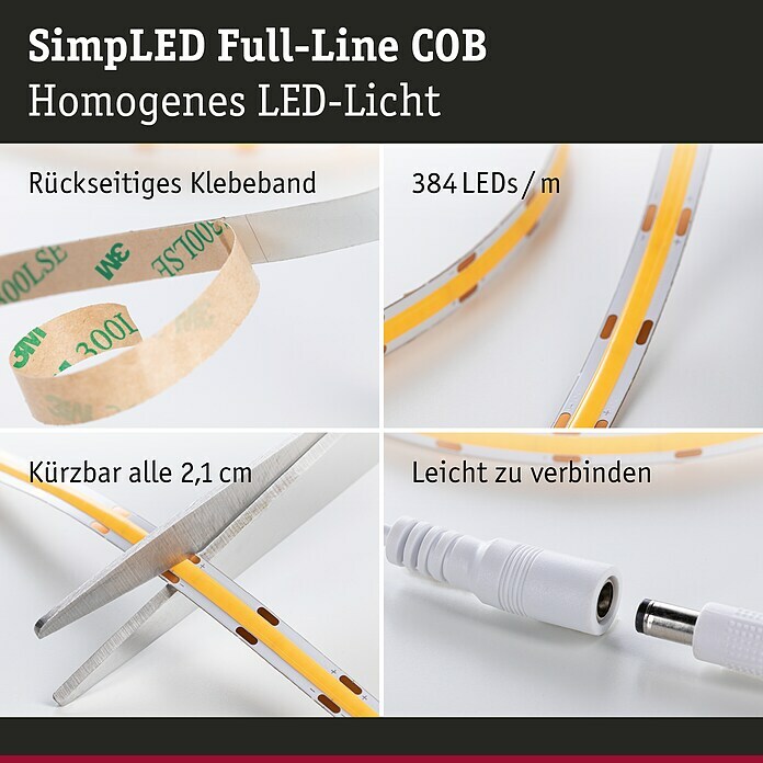 Komplett SET  COB LED Lichtleiste warmweiß Wunschlänge, 54,54 €