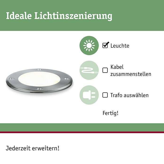 Paulmann Plug & Shine LED-Gartenspot (6 W, Warmweiß, IP67, Ø x H: 14 x 15 cm, Abstrahlwinkel: 20 °)