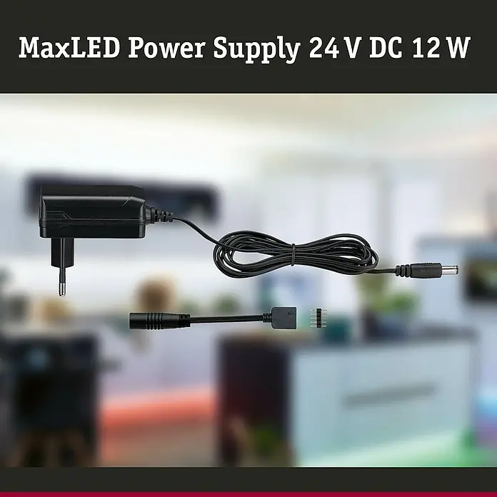 Paulmann LED-Trafo Power Supply - 12 VA, Schwarz - MaxLED Netzteil 24 V DC 12 W mit Eurostecker und passendem LED-Strip-Anschluss für einfache Installation von LED-Beleuchtungssystemen.