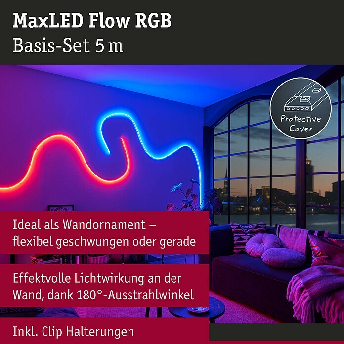 Paulmann MaxLED LED-Band Flow RGB Basisset (L x H: 5 m x 10 mm, Weiß) | BAUHAUS