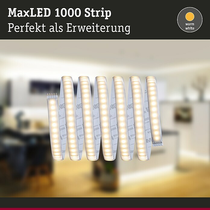 Paulmann MaxLED 1.000 LED-Band Warmweiß (L x H: 2,5 m x 4 mm, Silber) | BAUHAUS