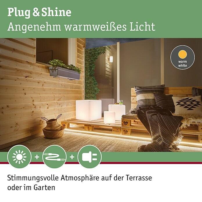Paulmann Plug & Shine LED-Außenleuchte W, | (Warmweiß, BAUHAUS 1-flammig, IP67) 2,8 Cube