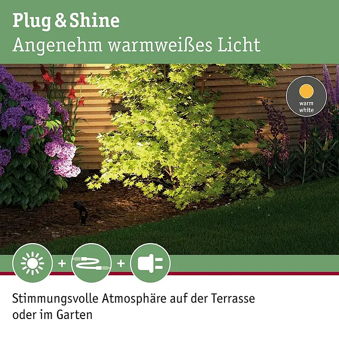 Paulmann Plug & Shine LED-Gartenspot Sting - 6 W, 24 V, Erdspieß, Höhe: 29 cm - Das Plug & Shine Beleuchtungssystem für stimmungsvolles, warmweißes Licht im Garten oder auf der Terrasse.