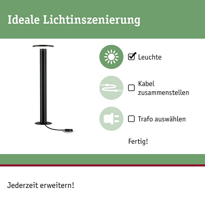 Paulmann Plug & Shine LED-Außenleuchte Plate (1-flammig, 6 W, Warmweiß, IP44)