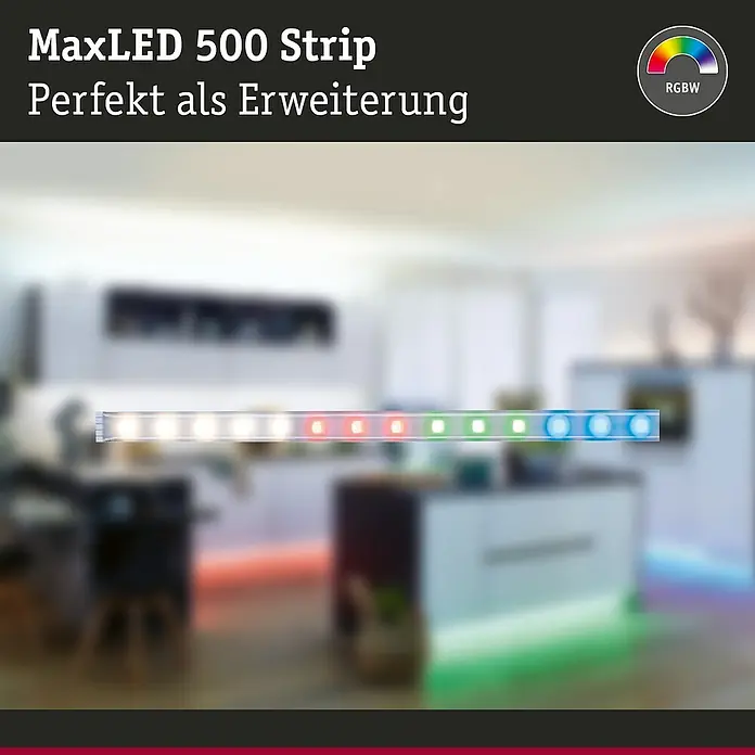 Paulmann MaxLED LED-Band RGBW - 1 m, RGBW - MaxLED 500 Strip, perfekt als Erweiterung für stimmungsvolle Beleuchtung in Küche & Wohnraum. RGBW-Farbwechsel für individuelle Akzente.