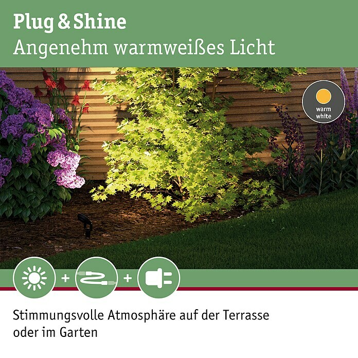 Paulmann Plug & Shine LED-Gartenspot-Set Sting Erweiterung (6 W, Anthrazit, 24 V, 3 Stk., Ø x H: 5,2 x 29 cm) | BAUHAUS