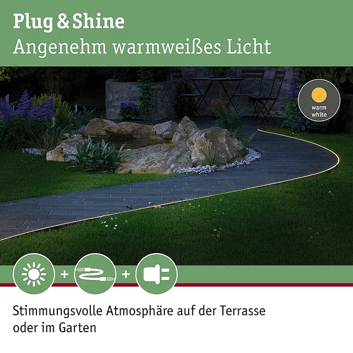Paulmann Plug & Shine Profil Montage-Clip - Aluminium, Passend für: Paulmann Plug & Shine LED-Band - Gartenbeleuchtung "Plug & Shine" mit angenehm warmweißem Licht sorgt für stimmungsvolle Atmosphäre auf Terrasse oder im Garten.