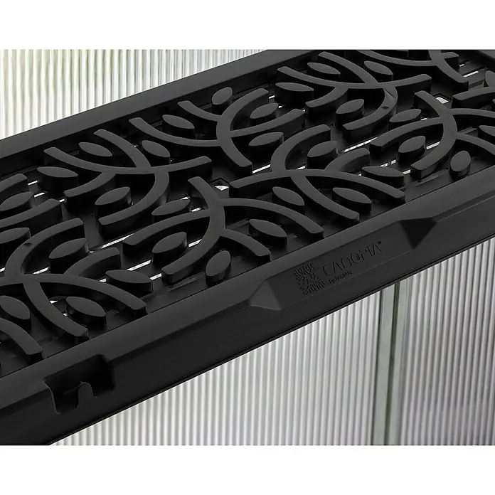 Palram – Canopia Set de estantes - 64,5 x 27 cm, 6 ud. - Alfombra de patio Canopia negra con diseño floral, ideal para áreas exteriores elegantes y seguras.