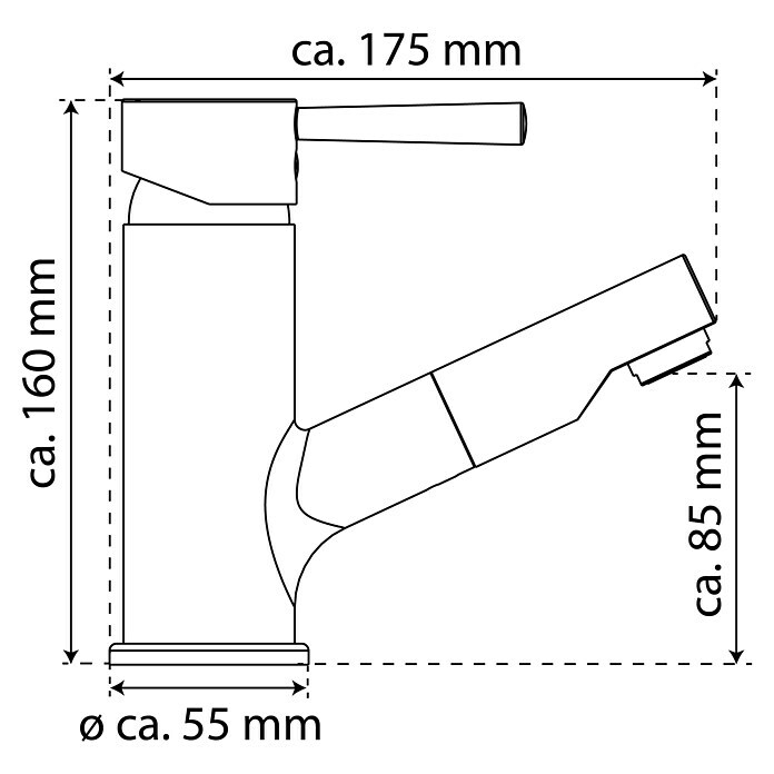 Camargue Merida Waschtischarmatur (Chrom, Glänzend, Auslauf herausziehbar)