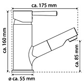 Camargue Merida Waschtischarmatur (Chrom, Glänzend, Auslauf herausziehbar)