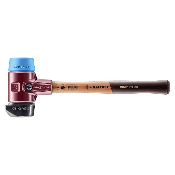 Halder Simplex Schonhammer TPE-Soft mit Standfuß - Durchmesser Kopf: 60 mm - SIMPLEX 60 Schonhammer von Halder, ein vielseitiges Werkzeug für verschiedene Anwendungen mit auswechselbaren Einsätzen.