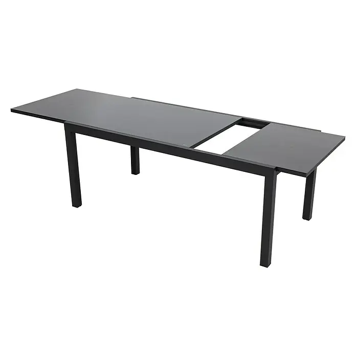Mesa de jardín extensible Paris - L x An x Al: 180 x 90 x 75 cm, Aluminio/Vidrio, Negro - Mesa de comedor extensible con función de extensión, ideal para espacios pequeños, que ofrece flexibilidad y diseño moderno.