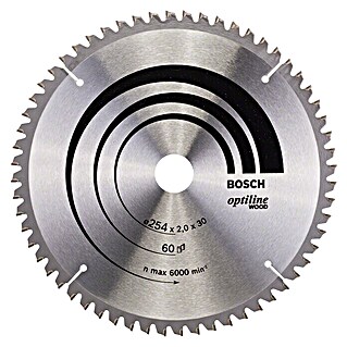 Bosch Cirkelzaagblad Optiline Wood (254 mm, Boorgat: 30 mm, 60 st., Snijbreedte: 2 mm)