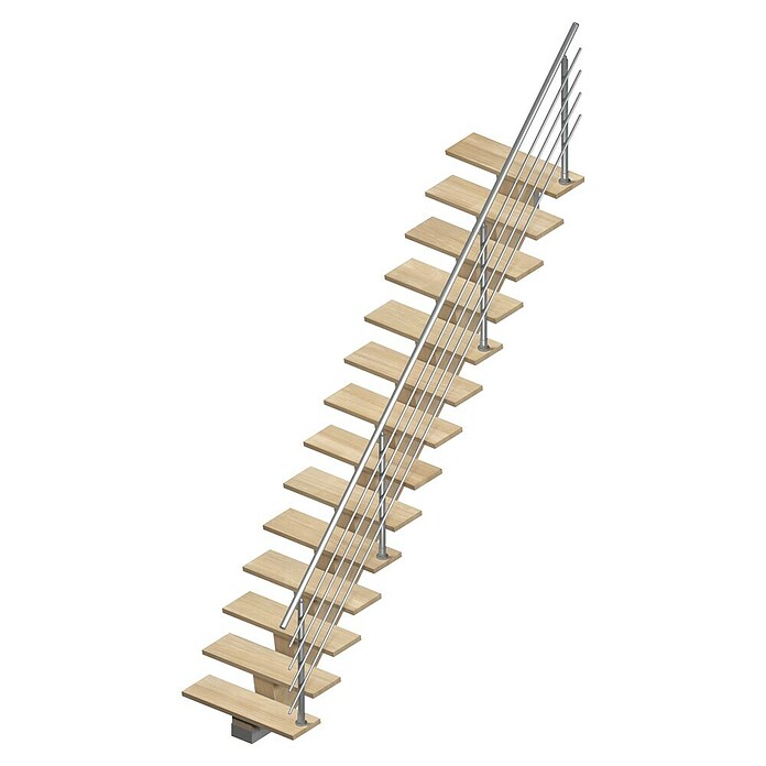 Sogem Escalera principal Kalea (Ancho: 85 cm, Recto, Altura de planta: 285,2 cm, Sioux White, Con barandilla) | BAUHAUS