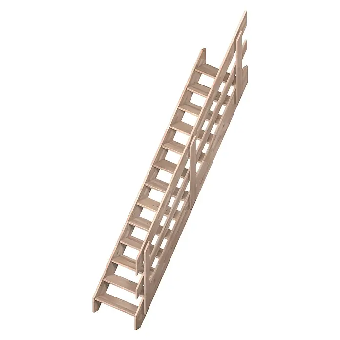 Sogem Escalera principal Alsace - Con barandilla, Haya, Ancho: 70 cm, Recto - Escalera de madera clara con barandillas, ideal para acceder al ático o espacios reducidos, ofreciendo un ascenso seguro y cómodo.
