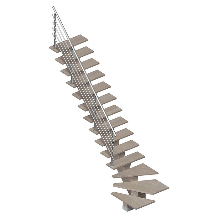 Sogem Escalera principal Kalea (Ancho: 85 cm, 1/4 espiral izquierda, Altura de planta: 285,2 cm, Apache Grey, Con barandilla) | BAUHAUS