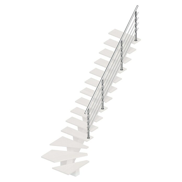 Sogem Escalera principal Kalea (Ancho: 85 cm, 1/4 espiral derecha, Altura de planta: 285,2 cm, Apache Grey, Con barandilla) | BAUHAUS