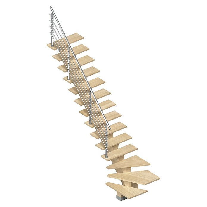 Sogem Escalera principal Kalea (Sioux White, Ancho: 85 cm, Gris, 1/4 espiral izquierda, Altura de planta: 285,2 cm, Con barandilla) | BAUHAUS