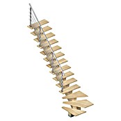 Sogem Escalera principal Kalea (Sioux White, Ancho: 85 cm, Gris, 1/4 espiral izquierda, Altura de planta: 285,2 cm, Con barandilla) | BAUHAUS