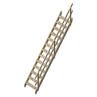 Sogem Escalera compacta recta Cottage Junior (Ancho: 65 cm, Color peldaños: Abeto, Altura de planta: 280 cm, Con barandilla)