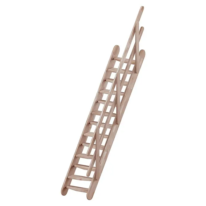 Sogem Escalera principal Osaka - Haya, Ancho: 60 cm, Altura de planta: 230 cm, Con barandilla - Esta escalera de madera es un producto ideal para uso interior. Es robusta y ofrece seguridad al subir y bajar.