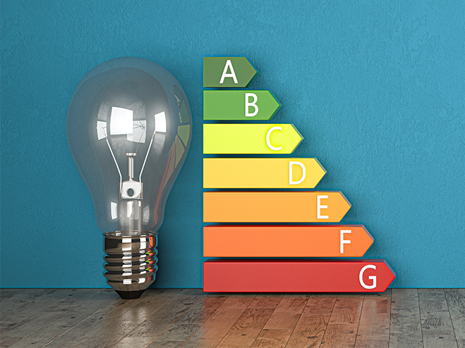 energiesparendes Leuchtmittel LED-Glübirne mit Energieeffizienzklassen A bis G