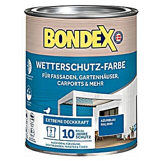 Bondex Wetterschutzfarbe RAL 5009 (Azurblau, Seidenglänzend, 750 ml)