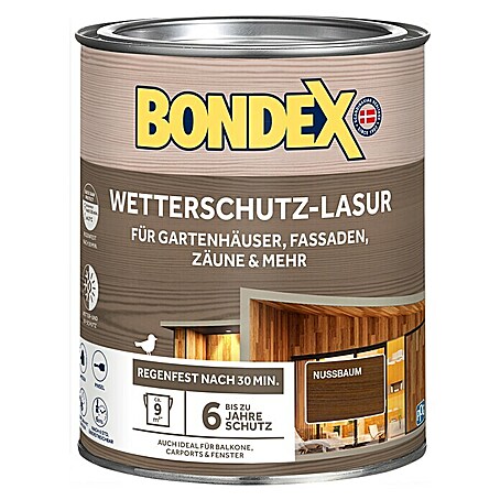 Bondex Holzlasur Wetterschutz-Lasur (Nussbaum, 750 ml, Seidenglänzend)