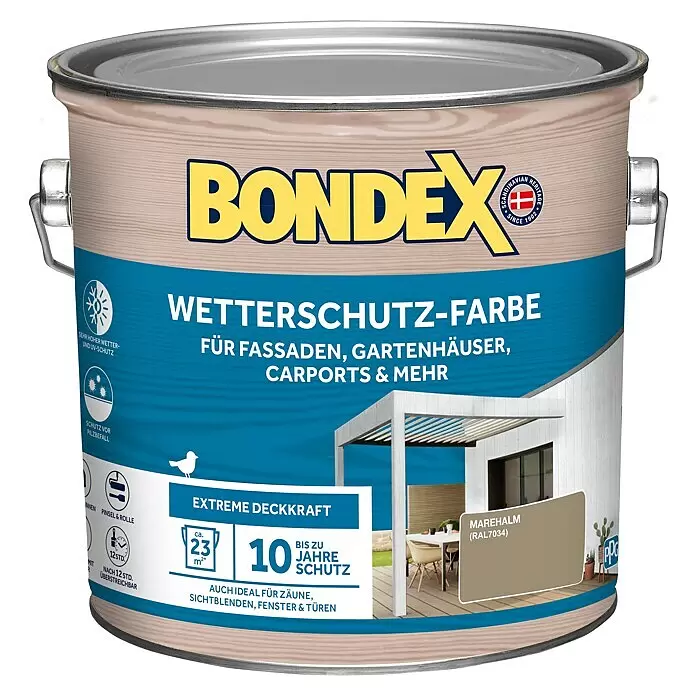 Bondex Wetterschutzfarbe RAL 7034Marehalm, Seidenglänzend, 2,5 l