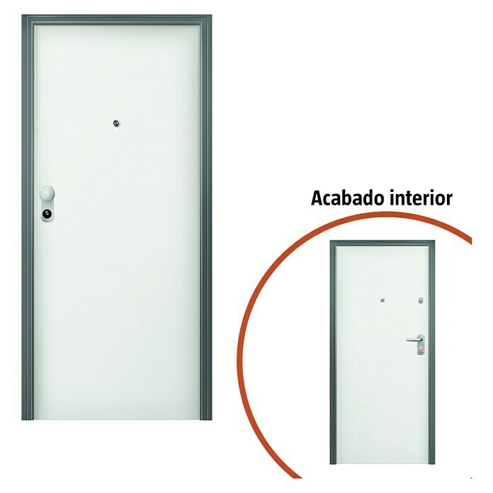 Puerta de entrada acorazada Lacada blanca 100 (80 x 204 cm, Derecha)
