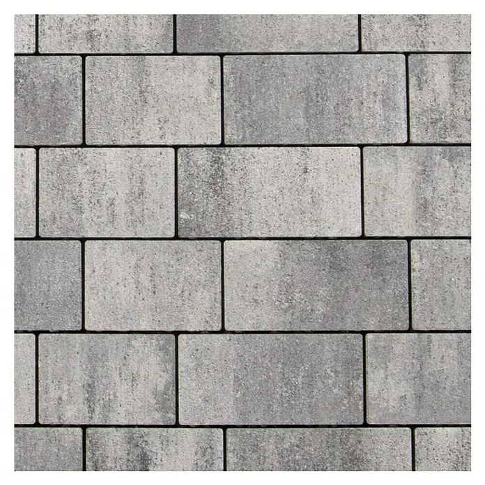 EHL Pflasterstein Top Drän - Weiß/Anthrazit, 30 x 15 x 6 cm, Rechteckig - Graue Pflastersteine in einem versetzten Muster, ideal für Gehwege und Terrassen. Robust und stilvoll für jeden Außenbereich.
