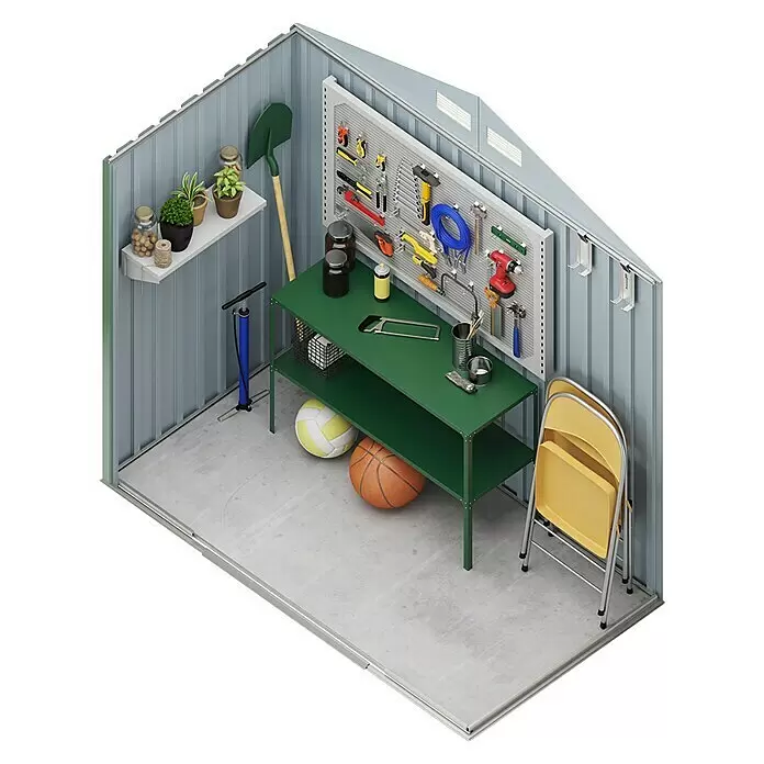 Hoggar Gerätehaus VisbyAußenmaß inkl. Dachüberstand (B x T): 196 x 131 cm, Grün, Stahl, Grundfläche: 2,57 m²