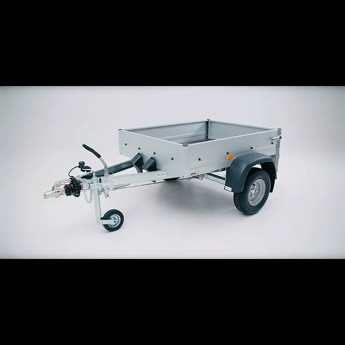 Stema Anhänger Mini 750G R10 mit Stützrad u. Stoßdämpfer - Nutzlast: 621 kg, Einachser, Kasteninnenmaß: 134 x 108 x 26,5 cm, Gebremst - STEMA Mini 750