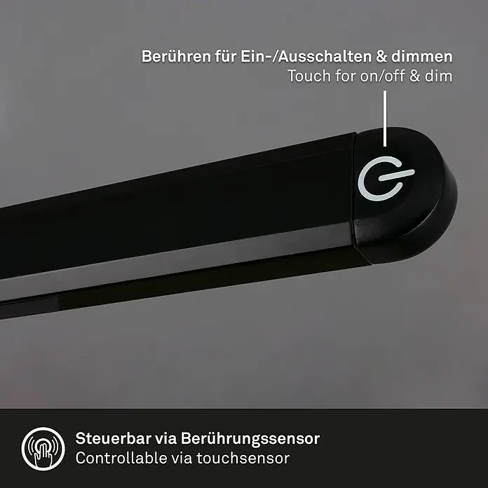 Briloner LED-Tischleuchte PIVAZ - 6 W, Schwarz, Warmweiß - Berührungsgesteuerte LED-Lampe zum Ein-/Ausschalten und Dimmen.