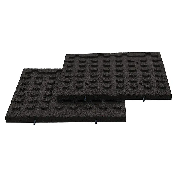 Fallschutzmatte inkl. Steckverbindung - Anthrazit, 50 x 50 x 3 cm - Verbundene schwarze Gummimatten mit Noppenstruktur, ideal für Bodenbeläge in Fitnessstudios oder Spielplätzen. Robuste Bauweise mit stabilen Verbindungsstiften.