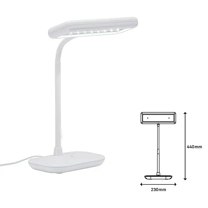 Briloner LED-Tischleuchte Daylight - 8 W, L x B x H: 23 x 12 x 44 cm, Weiß, Tageslichtweiß - Eine moderne, weisse LED-Schreibtischlampe mit schlankem Design und verstellbarem Arm für optimale Beleuchtung.