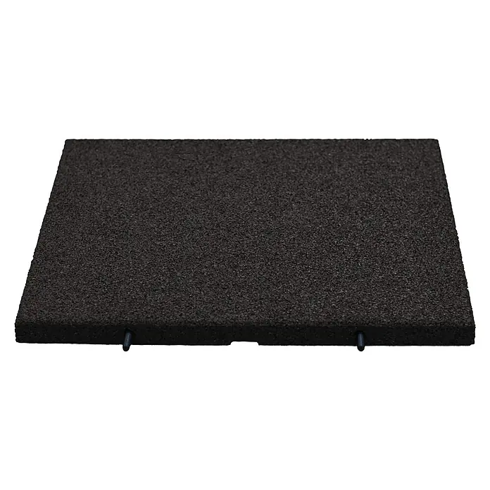 Fallschutzmatte inkl. Steckverbindung - Anthrazit, 50 x 50 x 3 cm - Eine rechteckige, schwarze Gummifliese mit zwei Bolzen an der Unterseite für einen sicheren Halt. Robust und vielseitig.