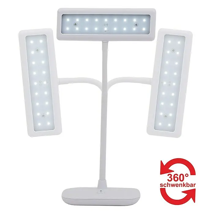 Briloner LED-Tischleuchte Daylight - 8 W, L x B x H: 23 x 12 x 44 cm, Weiß, Tageslichtweiß - LED-Tischleuchte mit drei Armen für flexible Beleuchtung. Die Lampe ist schwenkbar und bietet eine optimale Ausleuchtung für jeden Bedarf.