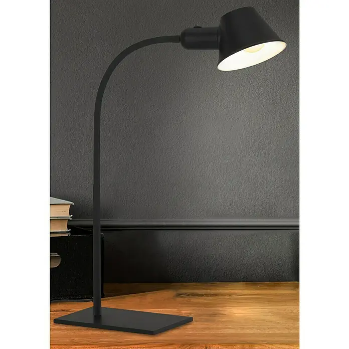 Briloner Tischleuchte BRELLO - 10 W, L x B x H: 23 x 15 x 65 cm, Schwarz, E27 - Elegante, schwarze Schreibtischlampe mit verstellbarem Arm und hellem Schein, ideal für den modernen Arbeitsbereich.