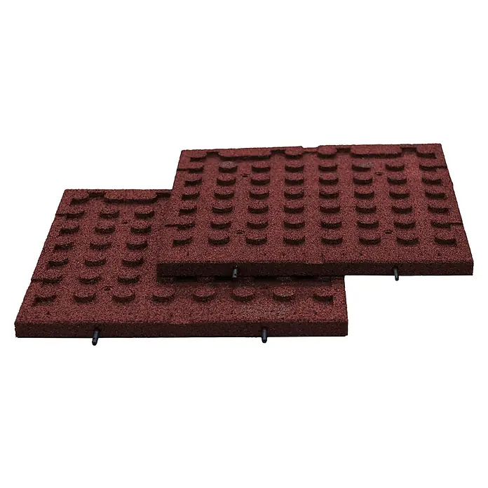 Fallschutzmatte inkl. Steckverbindung - Rot, 50 x 50 x 3 cm - Roter Gummibodenbelag mit Noppenstruktur, ideal für Spielplätze und Sportbereiche, bietet sicheren Halt und Dämpfung.
