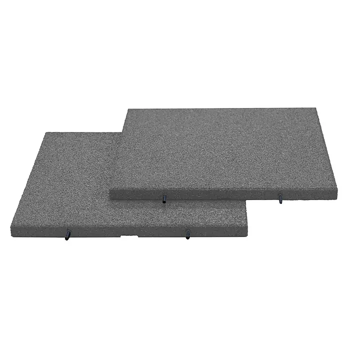 Fallschutzmatte inkl. Steckverbindung - Grau, 50 x 50 x 3 cm - Zwei graue Akustikplatten sind mit Stiften verbunden und übereinander gestapelt, um Schall zu absorbieren und die Klangqualität zu verbessern.