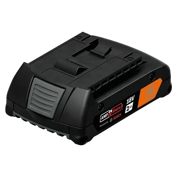 Fein AMPShare 18V Batería AS - 18 V, 2 Ah - Batería de herramienta eléctrica AMPShare de 18V 2Ah negra y naranja con botón de liberación gris, de Bosch.
